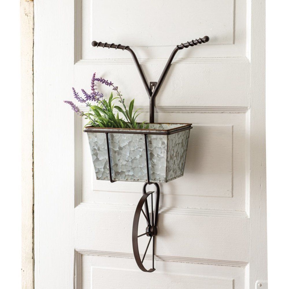 Bicycle Basket Wall Planter Front Door Decor